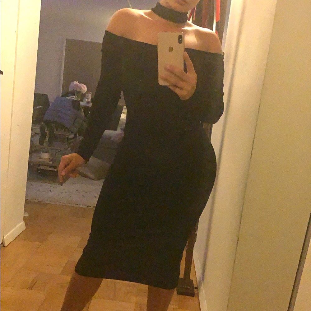 Black suede dress